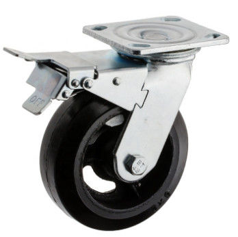 چرخ های کاستور سنگین 6 اینچ با چرخ ترمز چرخ لاستیکی ترمز
